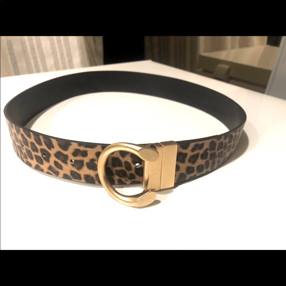 Sam Edelman cheetah belt with gold buckle S